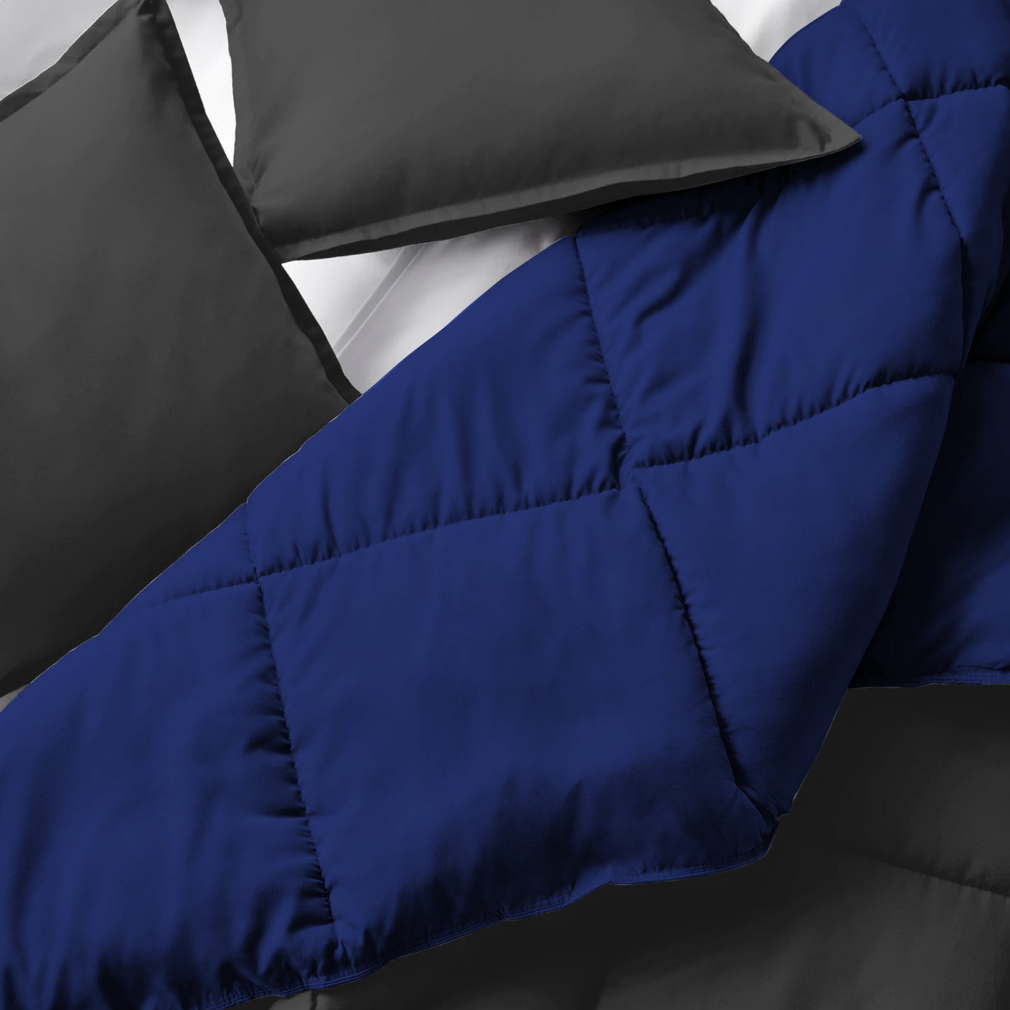 Cobertor Dos Plazas Bicolor Azul/Gris Oscuro