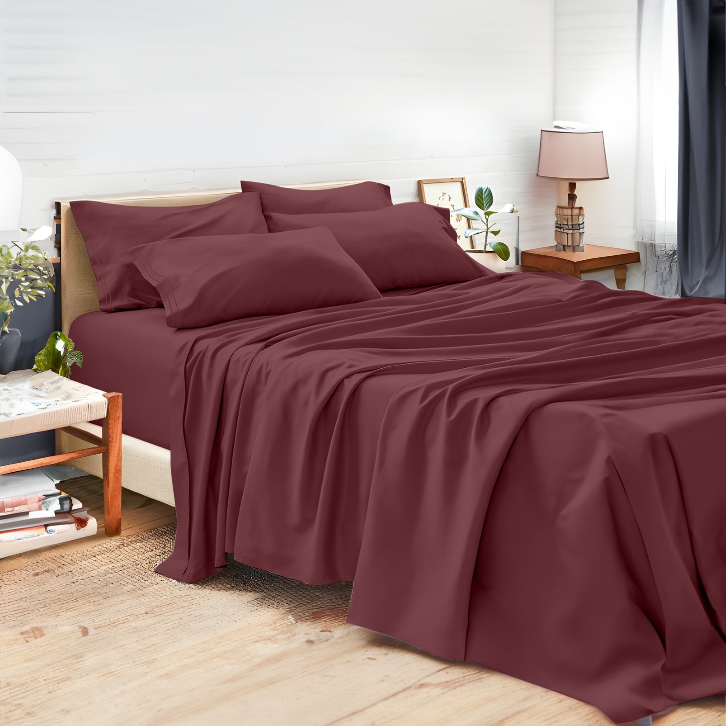 Sábanas King Color Vino Tinto - Sumérgete en un Sueño de Lujo y Confort