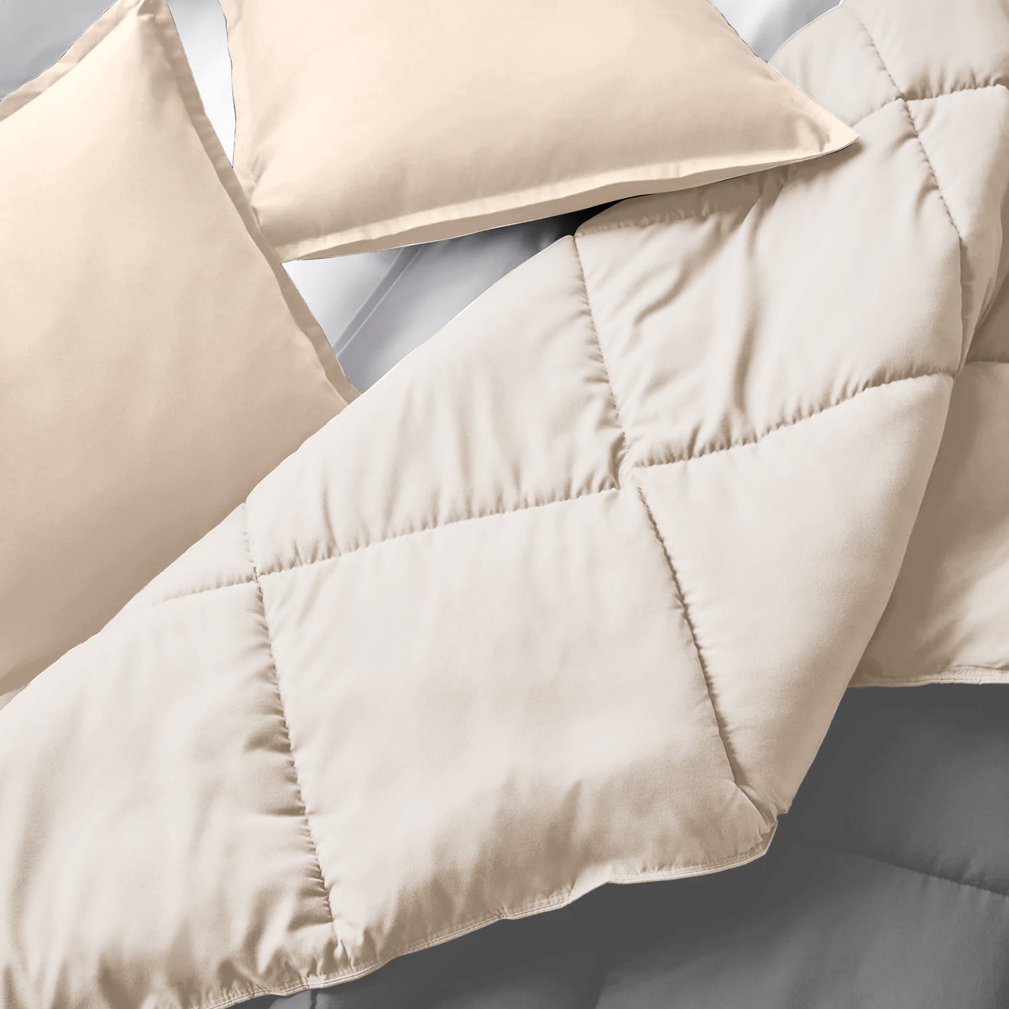 Cobertor Dos Plazas Bicolor Beige/Gris Claro
