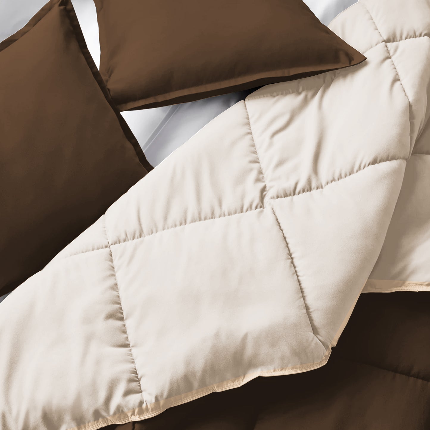 Cobertor King Bicolor Beige/Café Sin Cubrealmohadas