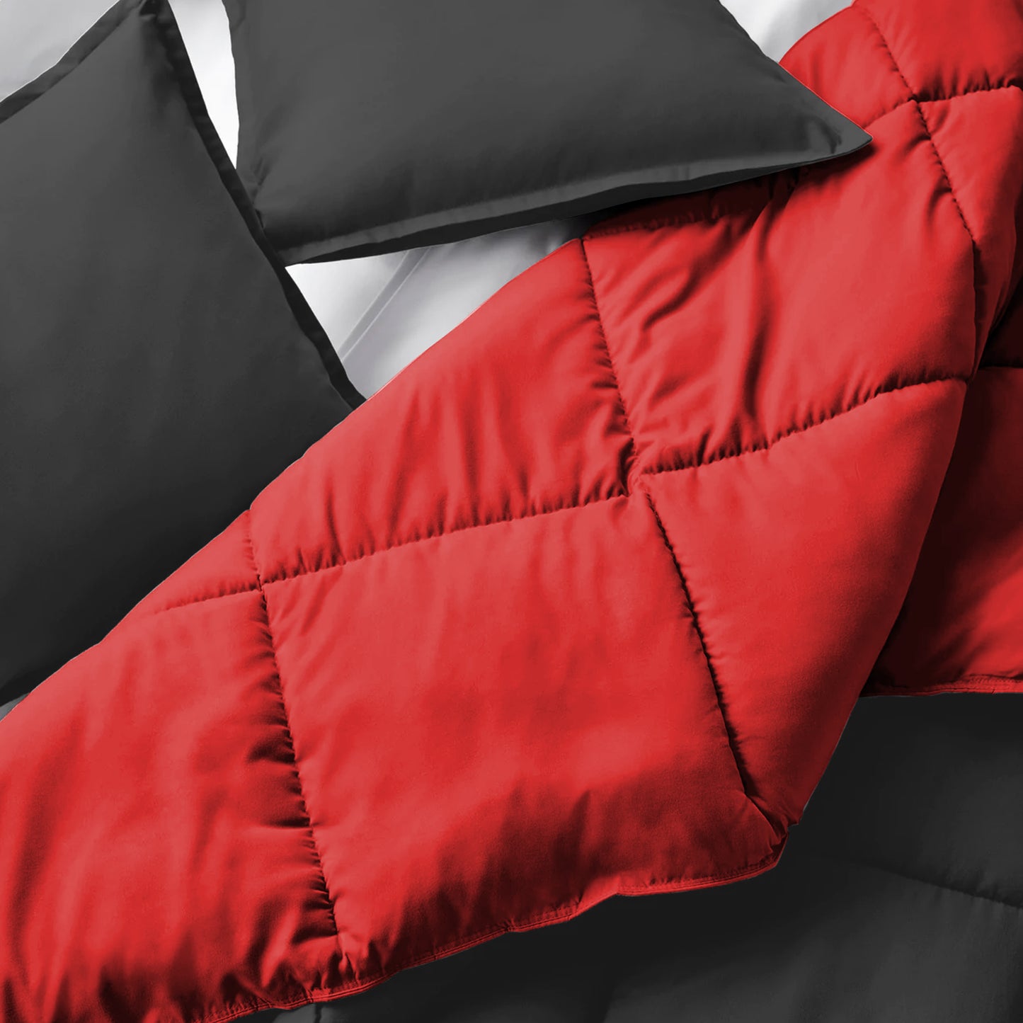 Cobertor King Bicolor Gris Oscuro/Rojo